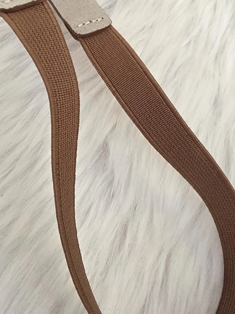 White House Black Market Brown Genuine Leather Stretch Waist Belt Size M 31-41